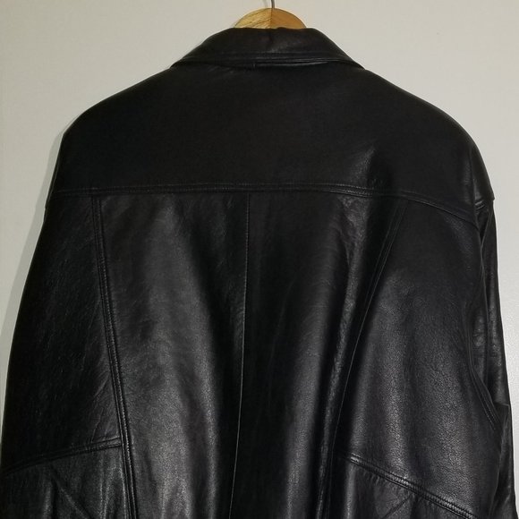 Genuine Leather Jacket Lined vtg American Born Black Leather Coat with Lining - Picture 6 of 16